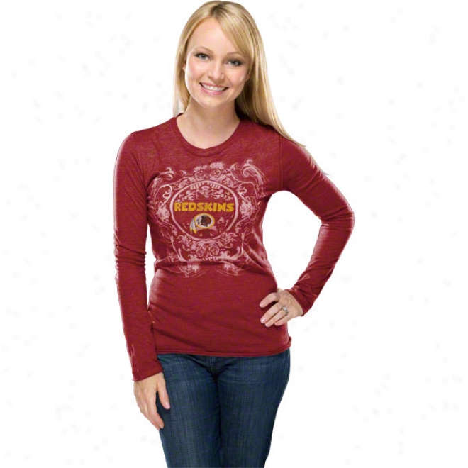 Washington Redskins Women's Coin Toss Red Long Sleeve Top