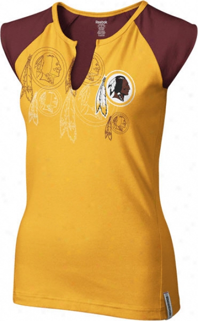 Washington Redskins Women's Gold Remote  Pitch Split Neck Top