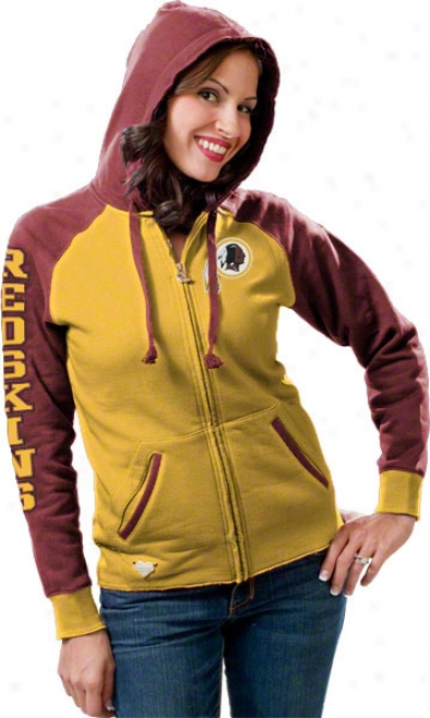 Washington Redskins Women's Gold Letterman Full-zip Hooded Swearshirt