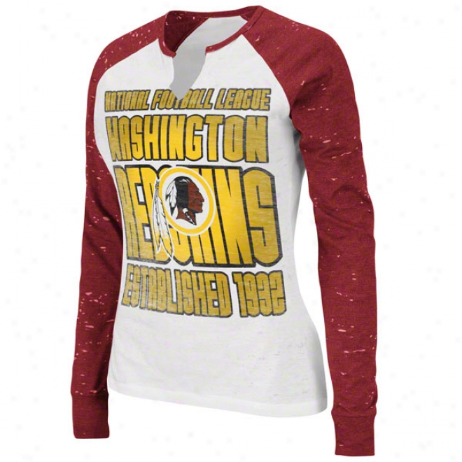 Washington Redskins Women's Model Player White Long Sleeve Raglan Top