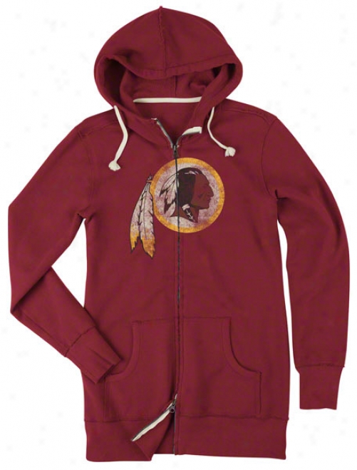 Washington Redskins Women's Retro Sport Bigger Better Logo Tunic Full-zip Hooded Sweatsjirt