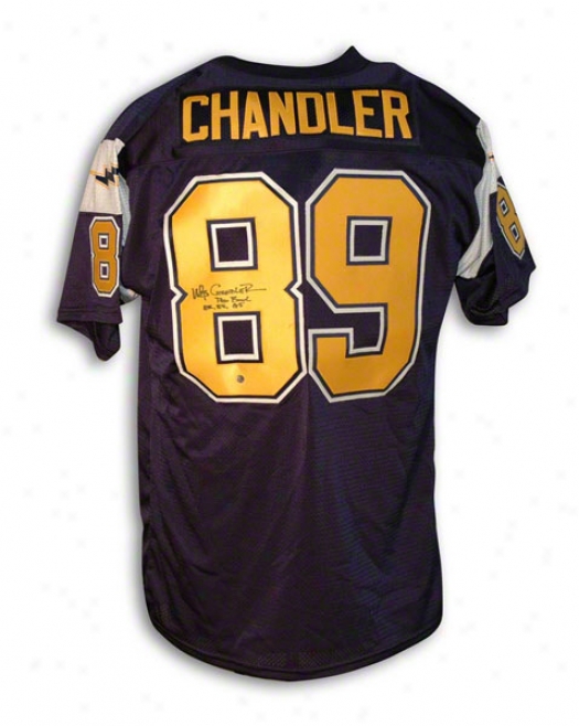 Wes Chandler Au5ographed San Diego Chagrers Throwback Jersey Inscribed &quotprowbowl 82 83 85&quot