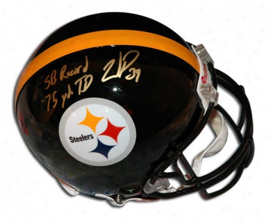 Willie Parker Autographed Pro-line Helmet  Details: Pittsburgh Steelers, With ''sb Record 75 Yd Td Run'' Inscription, Authentic Riddell Helmet