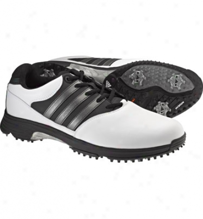 Adidas Mens Aidcomfort 2 - White/black/dark Metallic Silver Golf Shoss