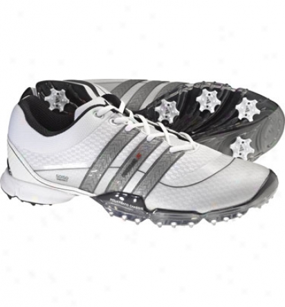 Adidas Mens Powerband 3.0 S Golf Shoes (white/dark Silver Metallic)