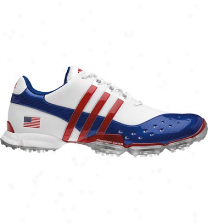 Adidas Mens Powerband 3.0 Usa - White/navy/red Golf Shoes