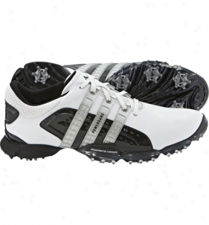 Adidas Mens Powerband 4.0 - White/black/metallic Silver Golf Shoes