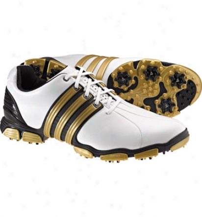 Adidas Mens Tour360 4.0 - White/black/metallic Gold Golf Shoes