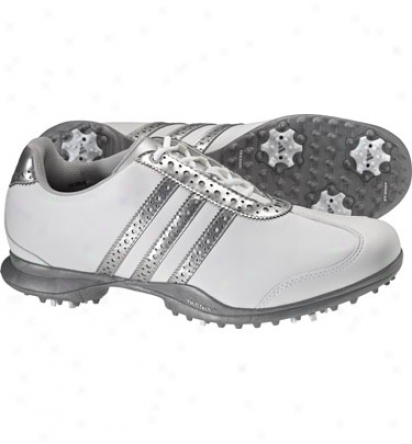 Adidas Womens Driver Val S - White/metallic Silver/metallic Silver Golf Shoes