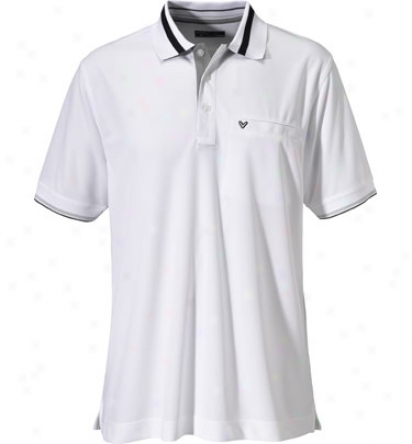 Callaway Mens Solid Pocketed Polo With Striped Ring