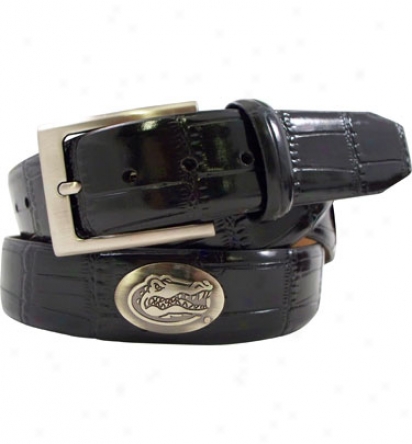 Danbury Croco Print Leather Belt (black)