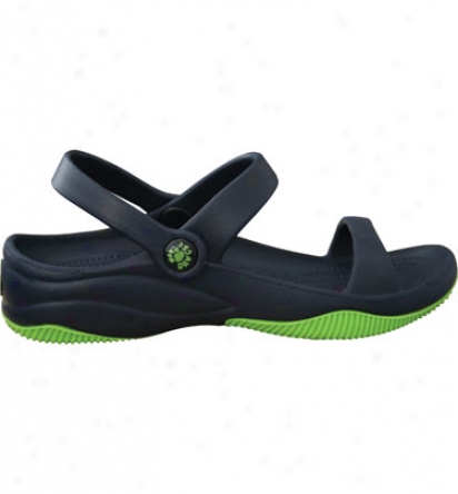 Dawgs Premium Womans 3 Strap Sandal - Navy/lime Green Casual Shoe