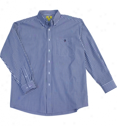 Duck Get in front of  Mens Long Sleeve Striped Poplin With P0cket