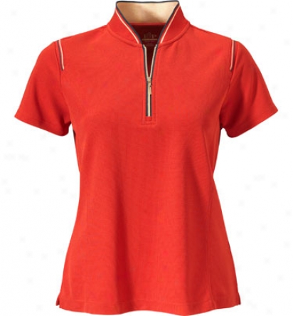 Ep Pro Womens Short Sleeve Tech Mandarin Collar Zip Illude