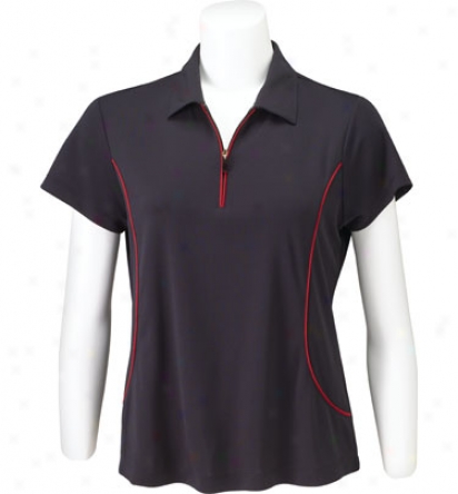 Ep Pro Womens Short Slleeve Tour-tech Txtured Zip Polo