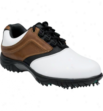 Footjoy Closeout Mens Contour Golf Shoes (white/dark Brown/black) - Fj# 54108