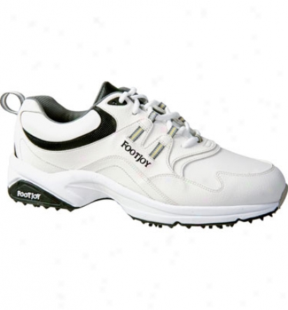 Footjoy Closeout Mens Greenjoys Golf Shoes( white/black) - Fj# 45335