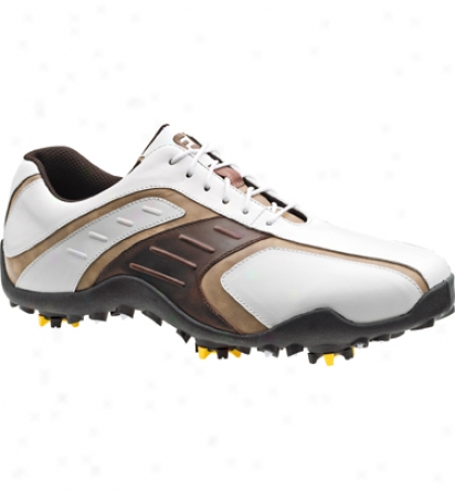 Footjoy Closeout Mens Superlites Golf Shoes (white/brown/taupe) - Fj# 58092