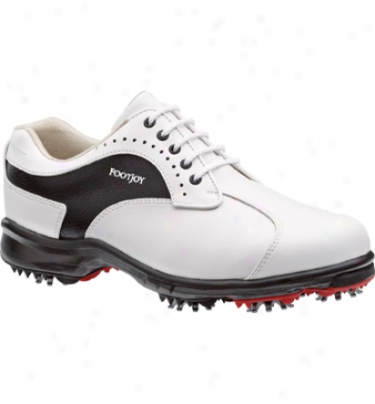 Footjoy Closeout Womens Greenjoys Golf Shoes (white/black) - Fj# 48384