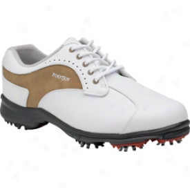 Footjoy Closeout Womens Greenjoys Golf Shoes (white/taupe) - Fj# 48377