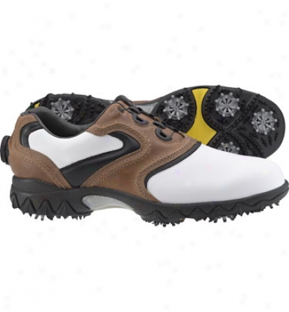 Footjoy Mens Contour Series - White/brown/black Boa Golf Shoes (fj#54073)