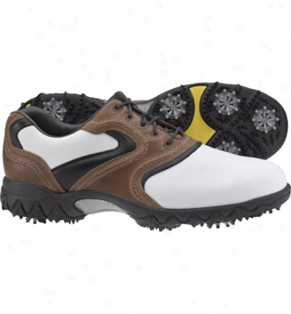 Footjoy Mens Contour Series - White/brown/black Golf Shoes (fj#54117)