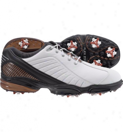 Footjoy Mens Fj Sport Golf Shoes - White With Black And Bronze Detail (fj#53213)