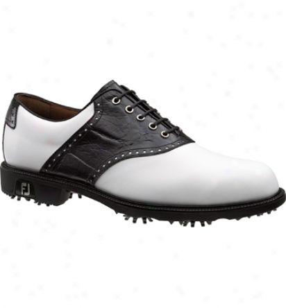 Footjoy Mens Icon Golf Shoes (white/black Croc) - Fj# 52039