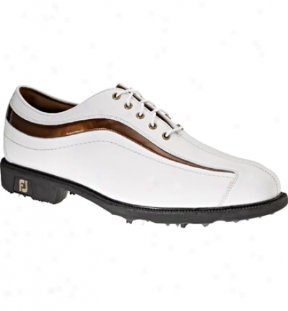 Footjoy Mens IconG olf Shoes (whitebronze Wave) - Fj# 52347