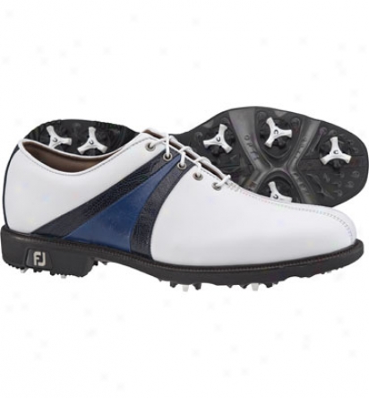 Footjoy Mens Icon - White/blue Golf Shoes (fj#52149)