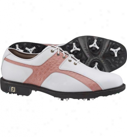 Footjoy Mens Icon - White/coral Golf Shoes (fj#52176)