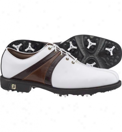 Footjoy Mens Icon - White/dark Brown Golf Shoes (fj#52155)