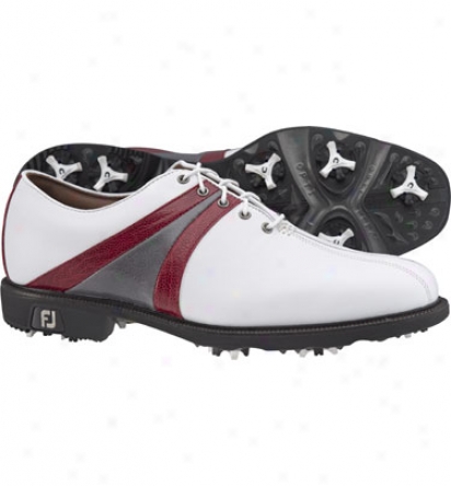 Footjoy Mens Icon - White/red/grey Golf Shoes (fj#52131)