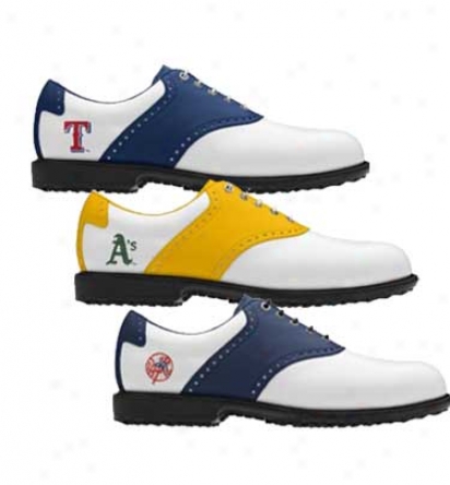 Footjoy Mens Mlb Professional Spikeless Traditional Saddle Myjoys Golf Shoss - Fj# 52240