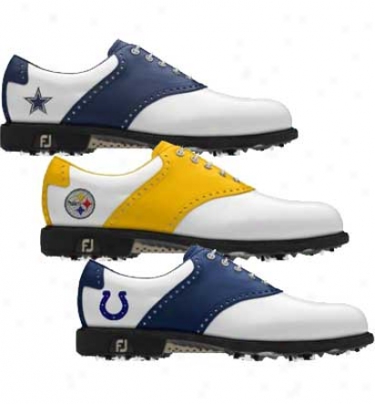 Footjoy Mens Nfl Icon Traditional Szddle Myjoys Golf Shoes - Fj# 52065