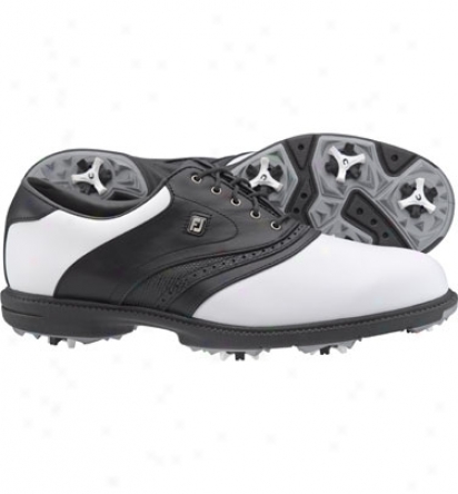 Footjoy Mens Superlites - White/black Golf Shoees (fj#58158)