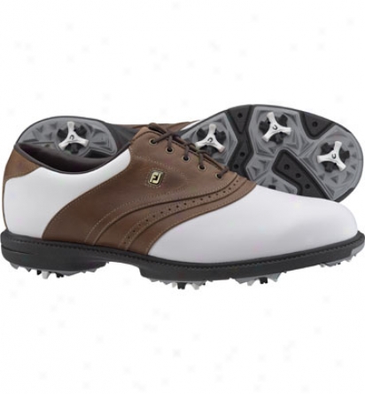 Footjoy Mens Superlites - White/taupe Golf Shoes (fj#58141)