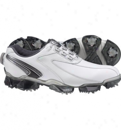 Footjoy Mens Xps-1 - White/pearl/black And Charcoal Detail Boa Golf Shoes (fj#56048)