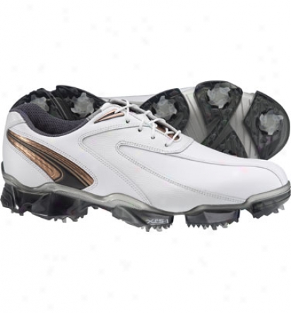 Footjoy Mens Xps-1 - White/pearl/black And Copper Detail Golf Shoes (fj#56019)