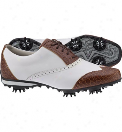 Footjoy Womens Lopro Collection - White/brown Golf Shoes (fj#97182)