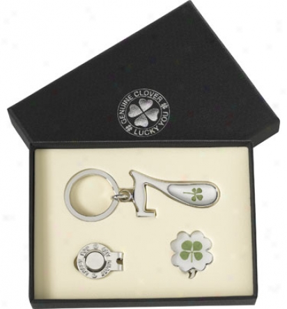 Good Luck Brand 4 Leaf Clover Gift Set With Lucky 7 Keychain And Hat Clip