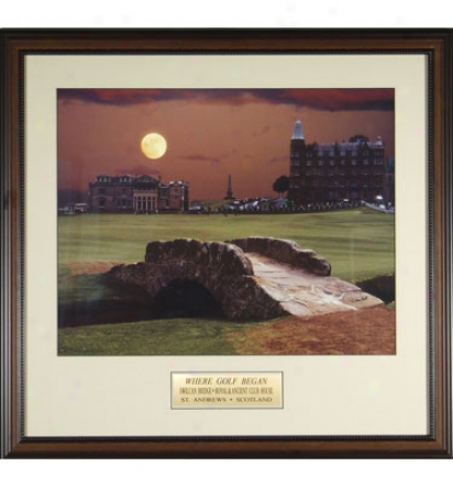 Gotta Havve It Golf Moon Over St. Andrews By Steve Heit - Framed Phto