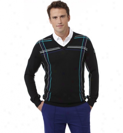 Ijp Mens Textured Tartan V-neck Sweater