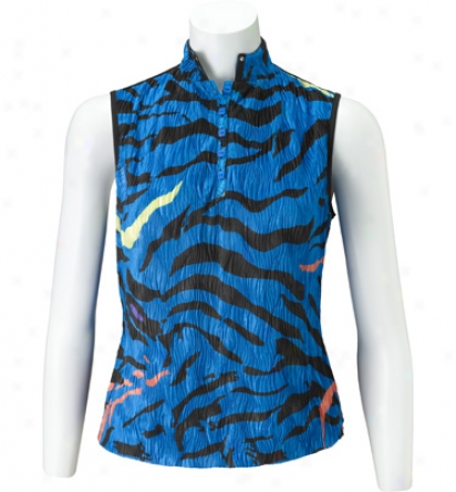 Jamie Sadock Womens Sleeveless Crinkle Zebra Print Mock