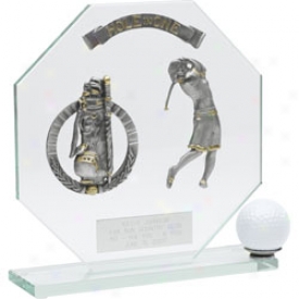 Jba Awards Personalized Female Glass Hole-in-one Award