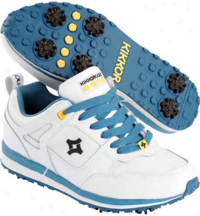 Kikkor Golf Mens Retro Water Proof Golf Shoes - White Malibu