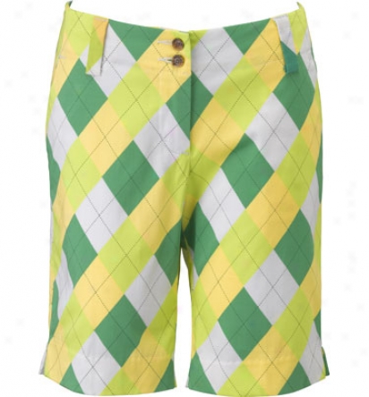 Loudmouth Golf Womens 19 In. A-tisket-a-tasket Argyle Shorts