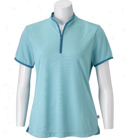 Maggie Lane Womens Short Sleeve Mandarian Zip Polo