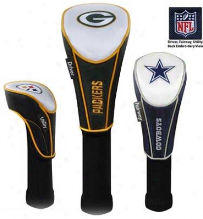 Mcarthur Nfl SetO f Three Nylon Headcovers- Dri\/er, Fairway, Utility