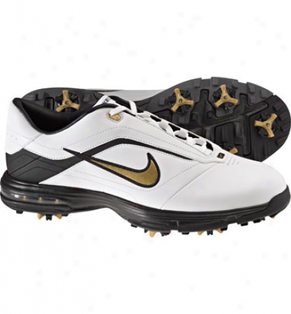 Nioe Mens Air School - White/metallic Gold/black Golf Shoes